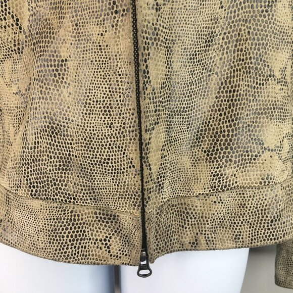 Alfani Snake Embossed Tan Leather Jacket Size L - Picture 2 of 7